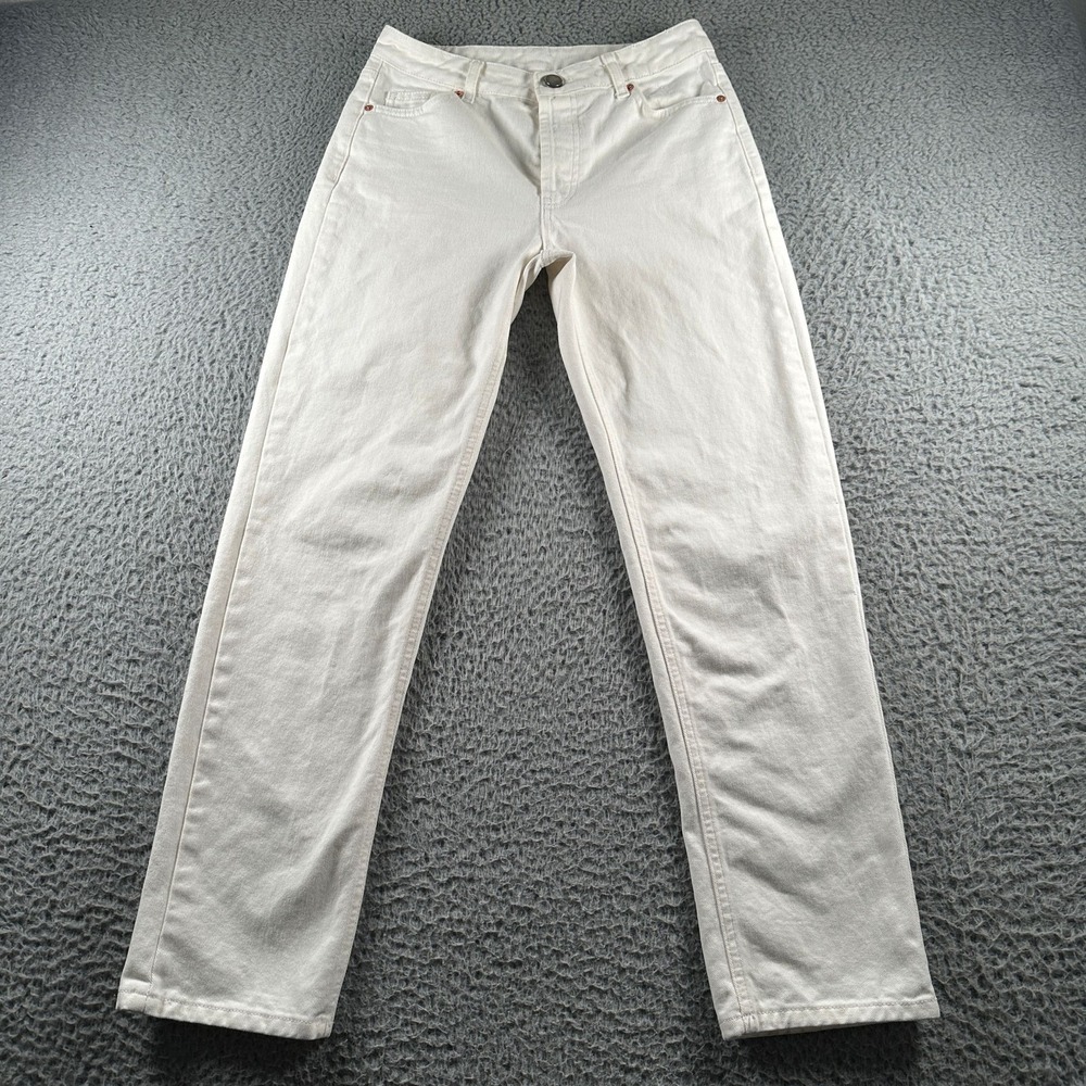 RAEY Jeans Womens 28 White Straight Leg High‎ Rise Button Fly 100% Cotton